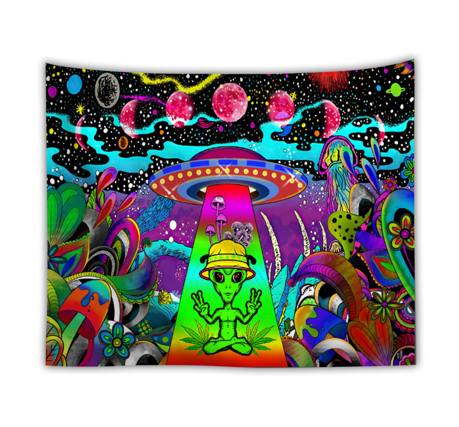 Alien Party Bar Skeleton Fluorescent Tapestry
