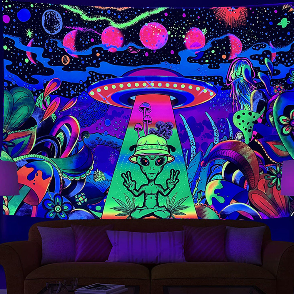 Alien Party Bar Skeleton Fluorescent Tapestry