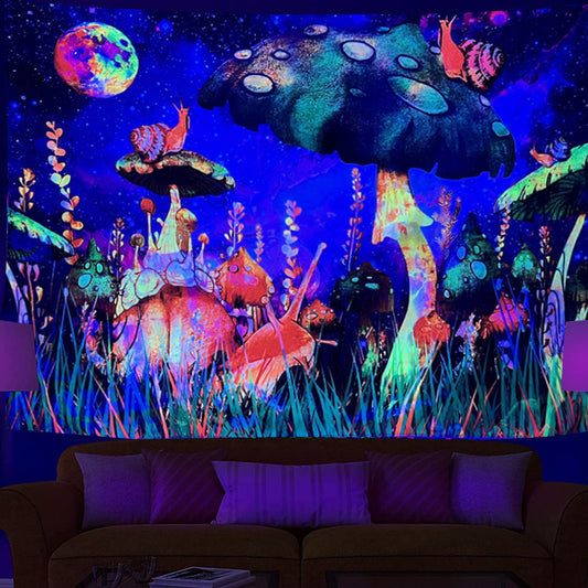 Alien Party Bar Skeleton Fluorescent Tapestry